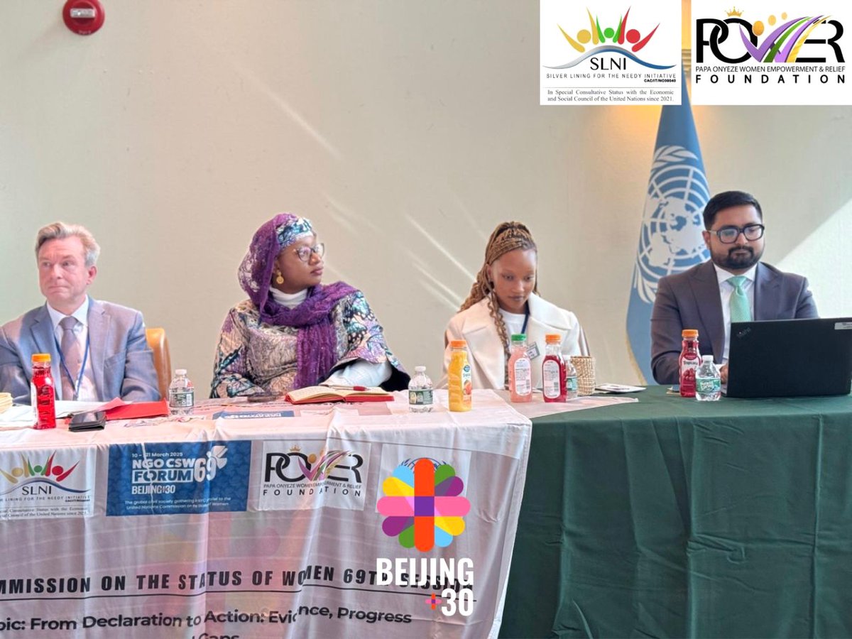 iklima__musa's tweet image. Honored to speak at the CSW69 side event by SLNI on the need for action beyond conversations on gender equality. Progress is measured by impact, not just declarations.  

The work continues!  

#CSW69 #Beijing30 #WomenInLeadership #FromDeclarationToAction