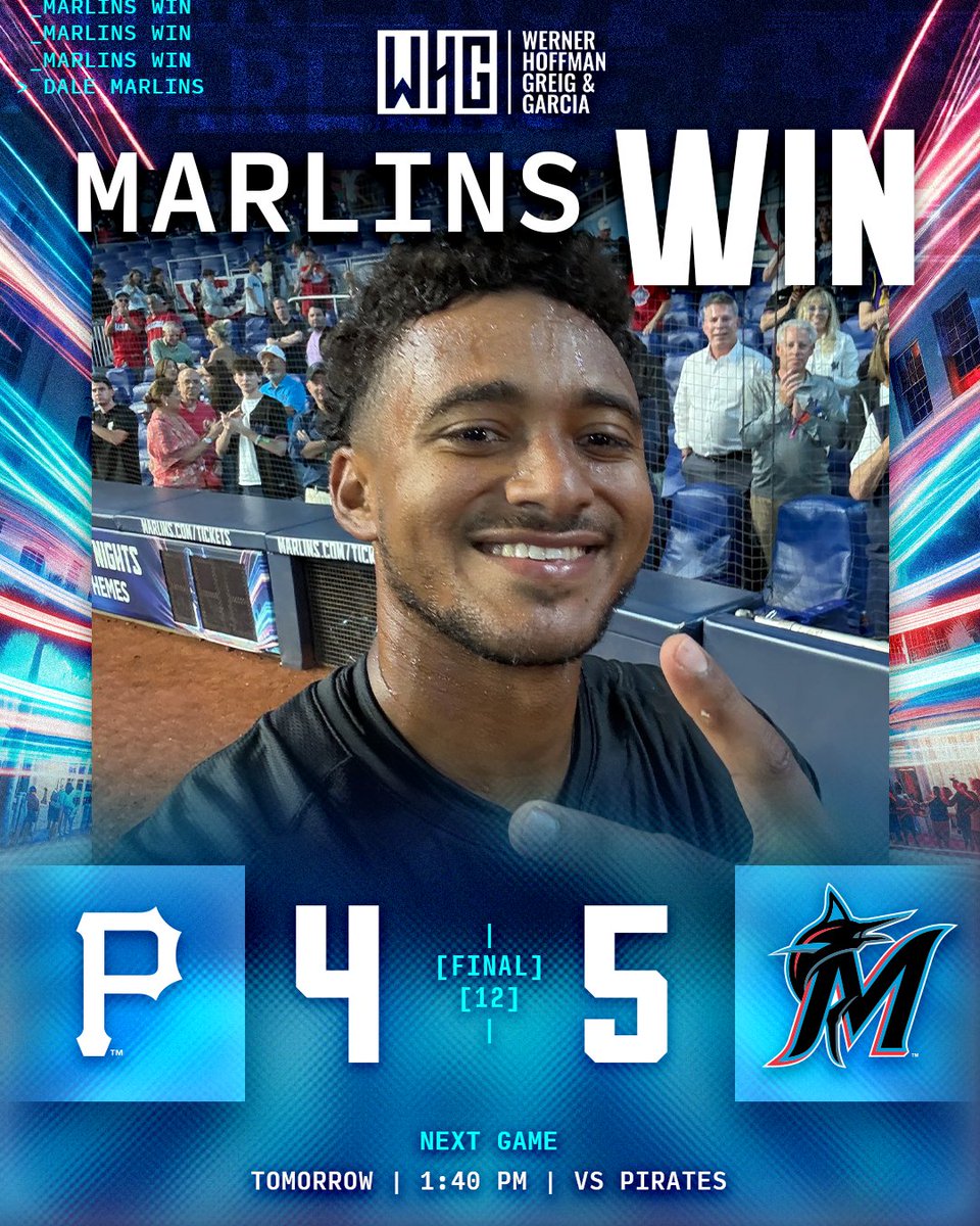 Marlins's tweet photo. Riding that Walk-off Wave 🐟 #MarlinsBéisbol https://t.co/nJkaMLLfSB