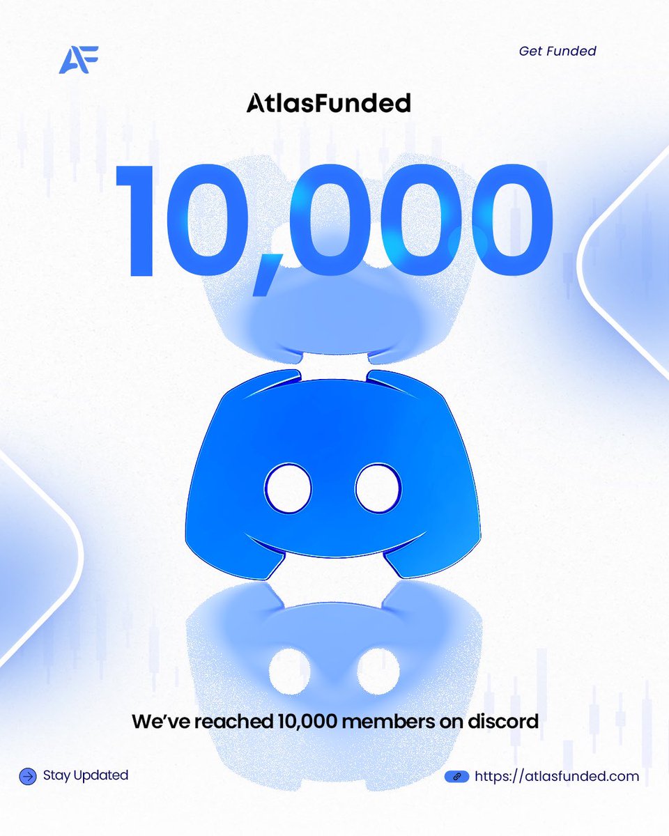 We’ve hit 10,000 Discord members — thank you! 🙌💙

Join our amazing community of like-minded traders with weekly giveaways, competitions, and nonstop support! 🎁📈

Be part of something bigger: discord.gg/atlasfunded

Let’s get funded together! 🚀