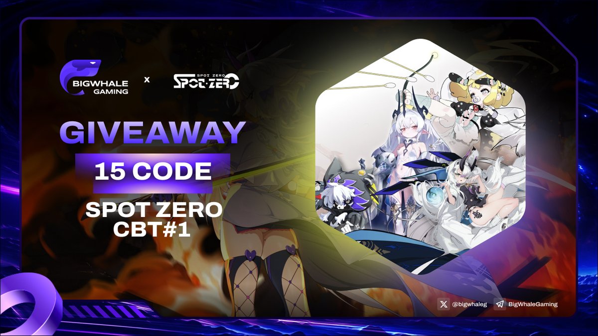 BigWhaleG's tweet photo. Giveaway: 15 CBT#1 Codes for Spot Zero – The Highly Anticipated GameFi Masterpiece 🎁

🎮@SpotZero_Game  is a top-tier 3D ARPG developed by a team backed by Bitkraft, Hashkey and Spartan, successfully raising $4.5M.

🕹️With stunning anime-style graphics and captivating gameplay, this is your chance to experience the Closed Beta Test 1 early.

📑Giveaway Details:

🎁 Quantity: 15 exclusive CBT#1 codes
⏳ Duration: 48 hours

🎯How to participate:

✅ Follow @BigWhaleG  & @SpotZero_Game
✅ Like & Retweet this post
✅ Comment "Spot Zero CBT1" + tag 2 friends

📩 Winners will receive their codes via DM. Don't miss this chance to explore the world of Spot Zero before its official launch🚀