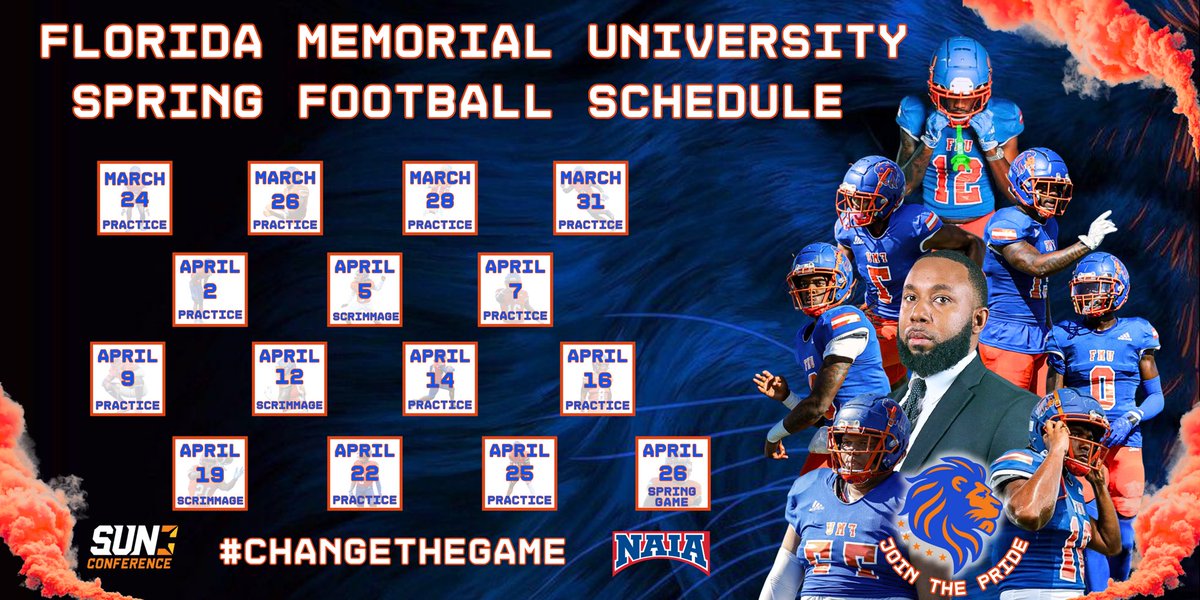 #GOLions… 🚨 Spring Ball schedule. Come check us out. Spring game 4/26 10am @ Ives Estate Park #ChangetheGame #ItsOurTime