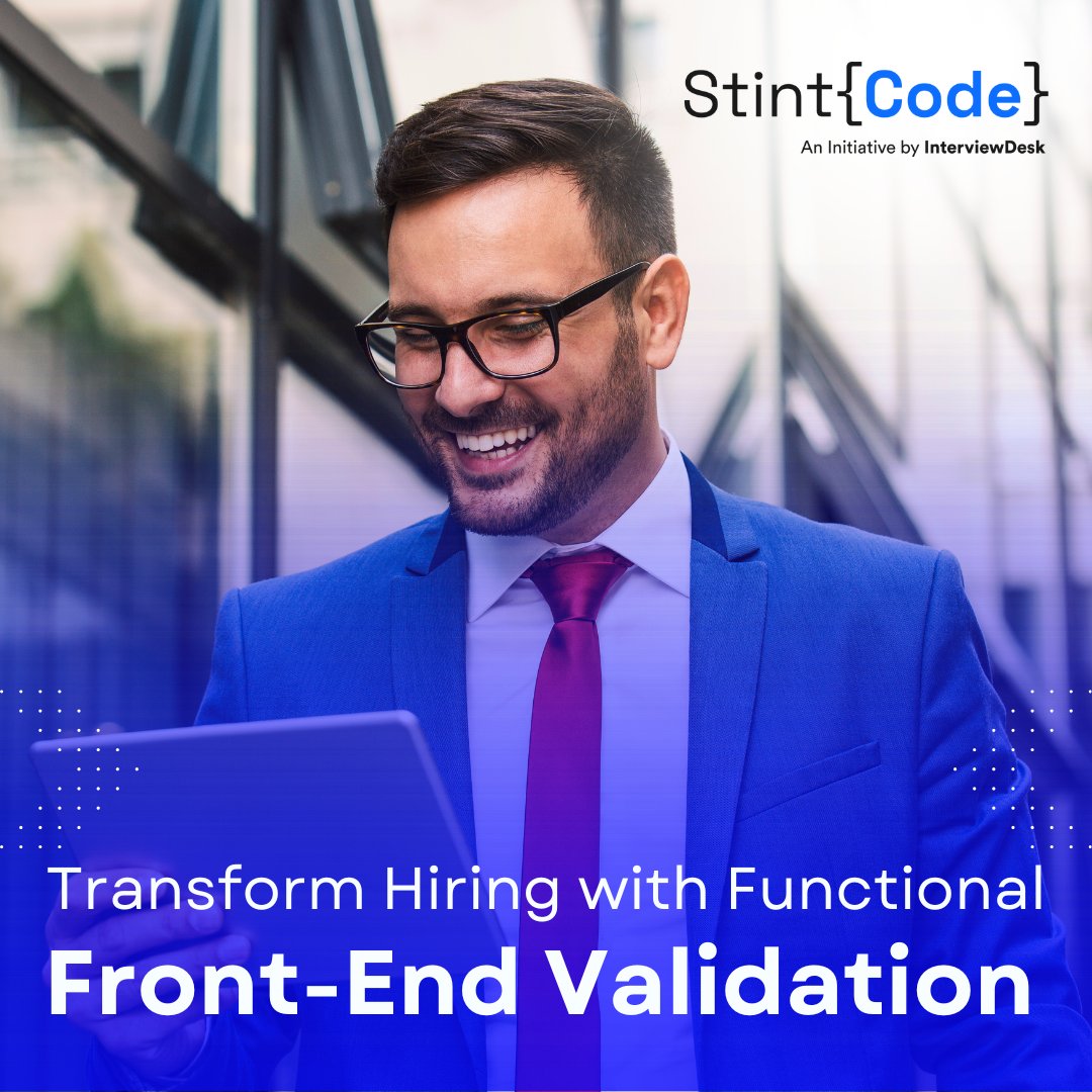 StintCode's tweet image. 🚀 Transform Hiring with Functional Front-End Validation

Test how it works, not just how it looks
✔️ Dynamic rendering
✔️ Button clicks &amp;amp; forms
✔️ Edge-case handling

💡 Why it matters
Build functional UIs, find top talent, and hire to deliver better, faster

#AIAssessment #UIUX