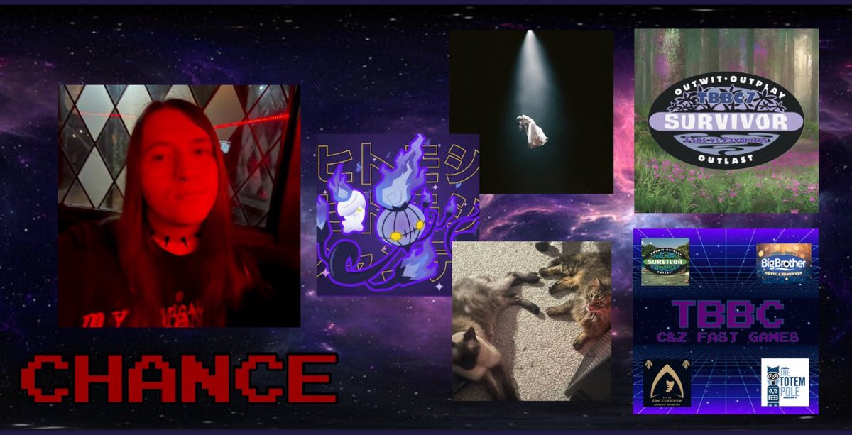 hi divas! my name’s Chance and im the host of The BB Circle &amp; its spin off series! I love any reality competition show, am a huge ariana fan, and my favorite pokemon is chandelure!! I own 4 cats &amp; am a huge animal lover. I’m excited to play &amp; to get to know everyone@BBchance_