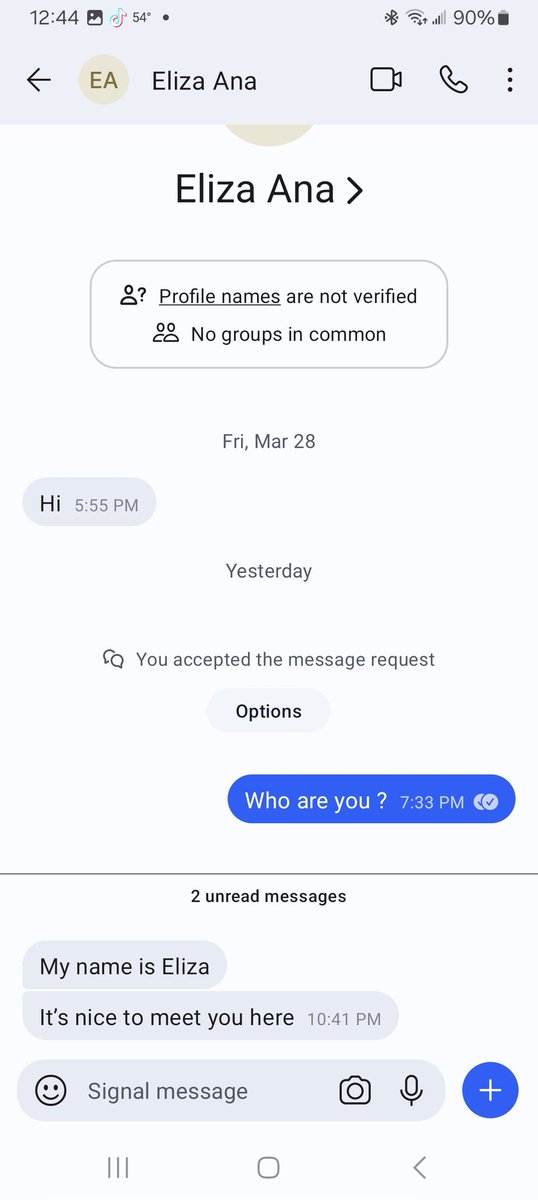 This is from Signal the chat app that was used by Trump officials...I downloaded this app...and as you can see without me givibg out my number someone texts me...not what the media says that someone has to know your number