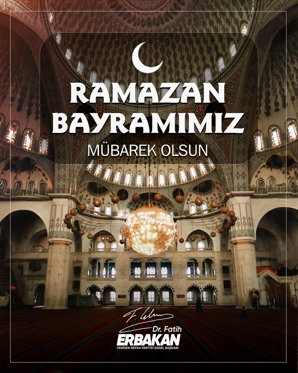 Bayramlar birlik ve kardeşliğin pekiştiği, mazlumların dualarla anıldığı mübarek günlerdir. #RamazanBayramı’nın, başta zulüm altındaki Filistinli kardeşlerimiz olmak üzere tüm İslam alemine barış, huzur ve bereket getirmesini dileriz. Bayramınız mübarek olsun.