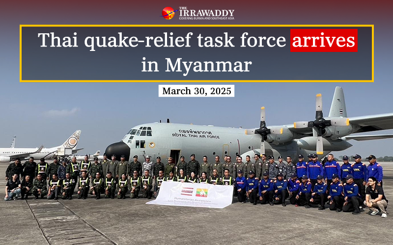 IrrawaddyNews's tweet photo. A 55-member Thai military task force arrived in Myanmar on Sunday to provide humanitarian aid and disaster relief for Myanmar and assist Thai nationals affected by Friday’s devastating earthquake, the Thai Embassy in Yangon said. Photo: Thai Embassy 
#WhatsHappeningInMyanmar https://t.co/0FFVqXRWKF