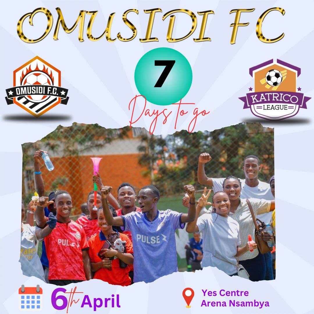 *#7 days* to go
Football, fun, and unforgettable moments loading! The battle is near, but so is the celebration!
🗓️ 6th April
📍Yes Centre Arena Nsambya
#Omusidi FC
#KATRICO League