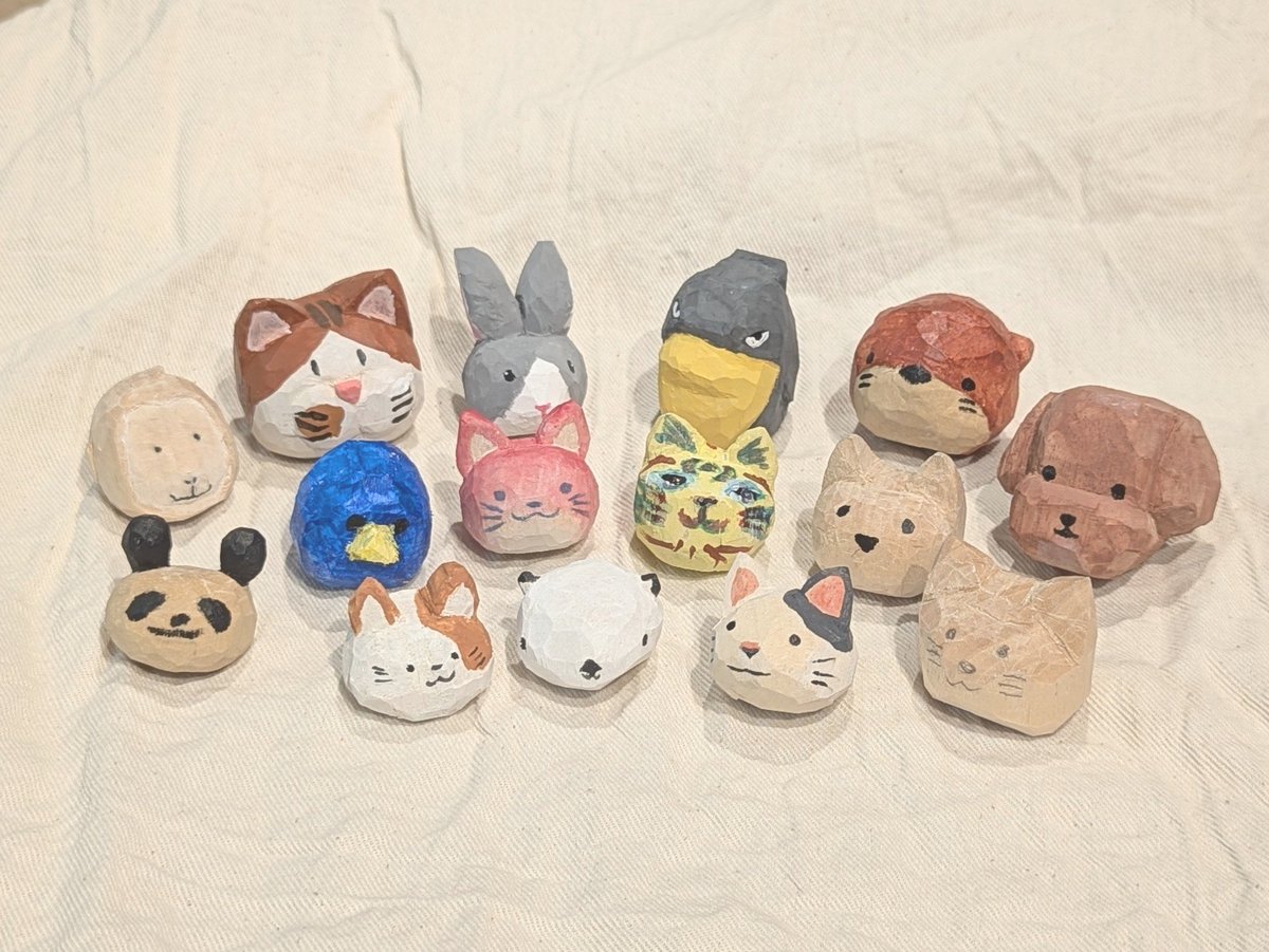 どうぶつのかお の木彫りです！
#木彫り教室生徒作品
日本橋三越カルチャーサロンでの作品です！
