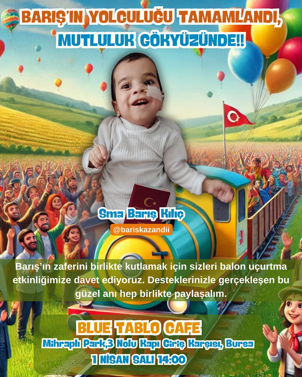 Hayırlı bayramlar arkadaşlar @barisaumutoll bebeğimizin kampanyası bitti.Artık kutlama zamanı 
Balon ucurtmaya herkes davetlidir.Sma değil barış kazandı
Rafa Silva Yunus 
Okan Beşiktaş Morato 
#maltepemitingi
#BJKvGS #EidMubarak
#RamazanBayramı
#3308eBayramYOK