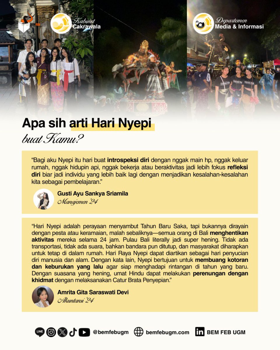 [Selamat Hari Raya Nyepi 1946 Caka]

Saat dunia sejenak terdiam, kita diajak untuk mendengar suara hati. Nyepi bukan sekadar sunyi, tapi momen untuk refleksi, melepas penat, dan menyelaraskan kembali langkah kita.