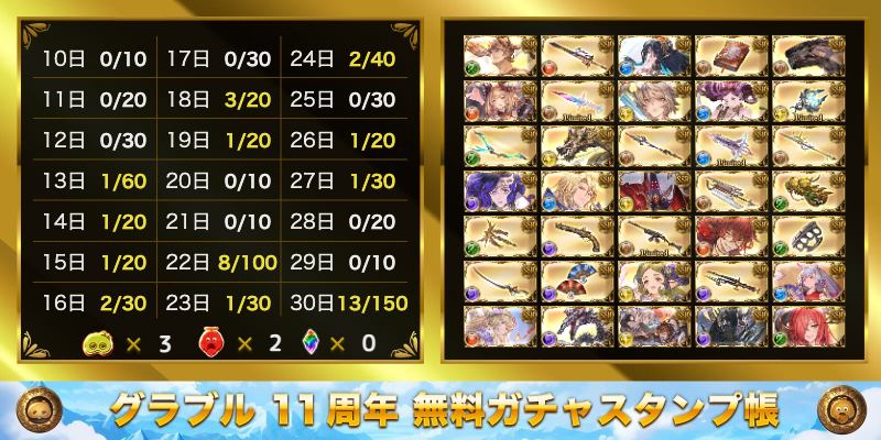 kunpao0104's tweet photo. グラブル11周年無料ガチャスタンプ帳
https://t.co/umCT3bQPyH https://t.co/vQnriSkiOs