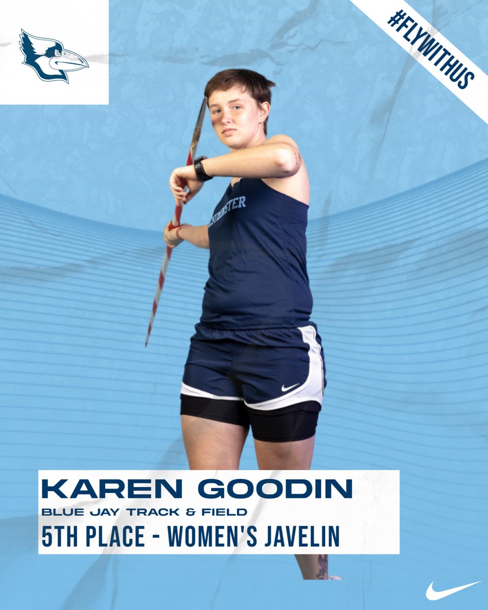 Karen Goodin takes home 5th place in the women's javelin with a distance of 29.82 meters at the CMU Invite.