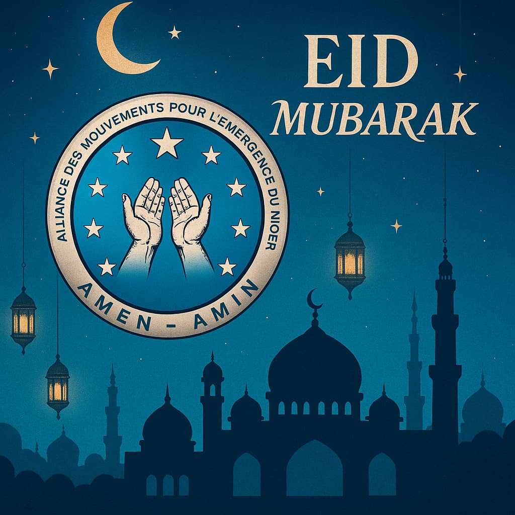 [🤲]Chers frères et sœurs en Islam,
Le croissant lunaire a été aperçu sur le territoire national, marquant ainsi la fin du mois béni de Ramadan 2025. Je vous souhaite Aid Mubarak et implore Dieu Tout-Puissant, le Clément, le Miséricordieux, de répandre sur le Niger et son peuple