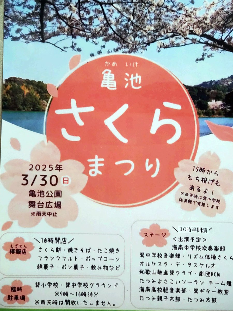 亀池のさくらをパシャリ
本日はさくらまつりも開催しております🌸