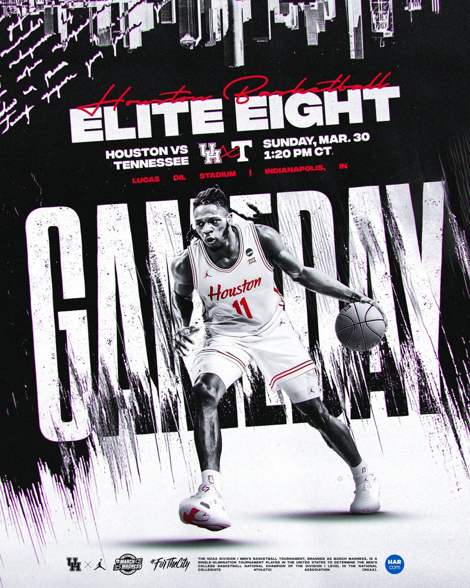 IT'S 🏀 #MarchMadness GAME DAY in INDIANAPOLIS! 🐾
presented by <a href="/HARMembers/">HAR.com</a>

🏀 vs Tennessee
🕜 1:20 pm CT
📍 <a href="/LucasOilStadium/">Lucas Oil Stadium</a>

🔗 linktr.ee/uhcougarmbk
📺 CBS Sports
📻 <a href="/KPRCradio/">KPRC AM 950</a> 950 AM | <a href="/varsity/">Varsity</a> Network app | <a href="/westwood1sports/">Westwood One Sports</a> 
📊 March Madness Live

#ForTheCity x #GoCoogs