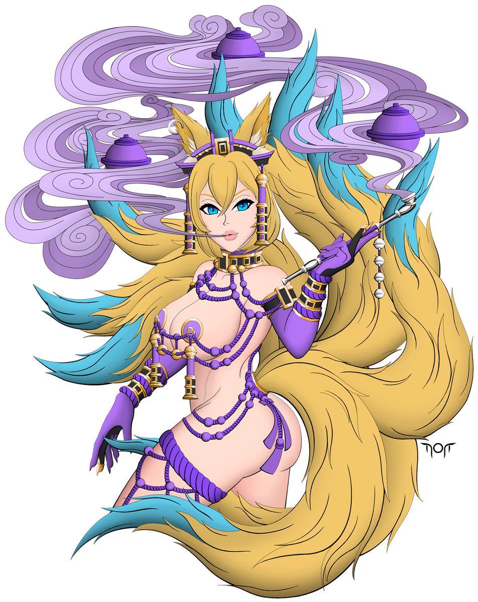 Sometimes I just like to improve old works, this time it's the turn of this seductive kitsune goddess called Kohana Tsuzardo.💙💜

#illustration #waifu #kitsunegirl #oc #kiseru #fantasyart #commission_art