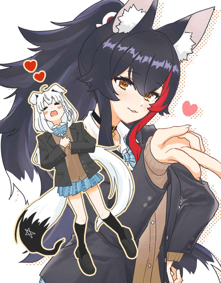 🦊❤️🐺
#みおーん絵 
#絵フブキ