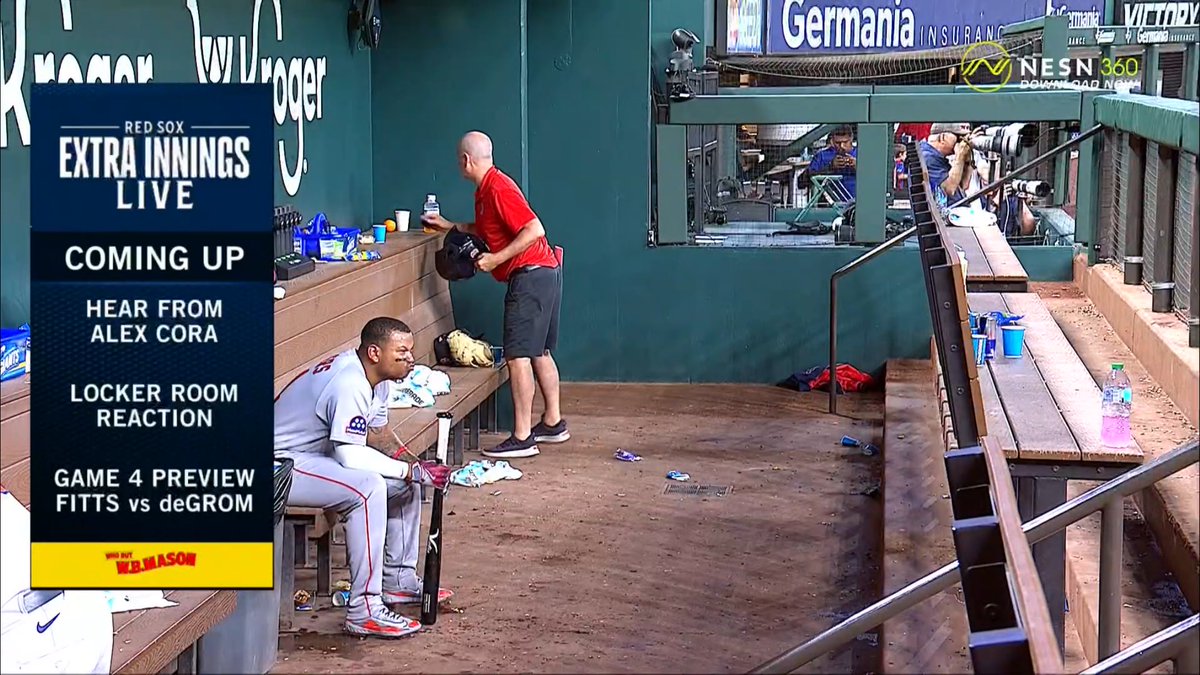 The Red Sox dugout after the game…