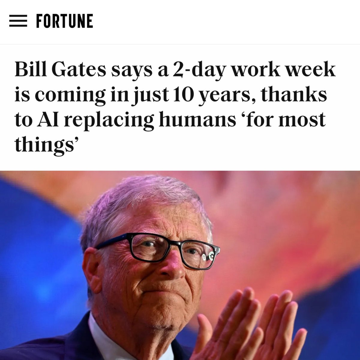 If you think companies will give us a 2 day work week instead of forcing us to more than double our output over 5 days, or pay us a lot less, then you don’t understand capitalism.