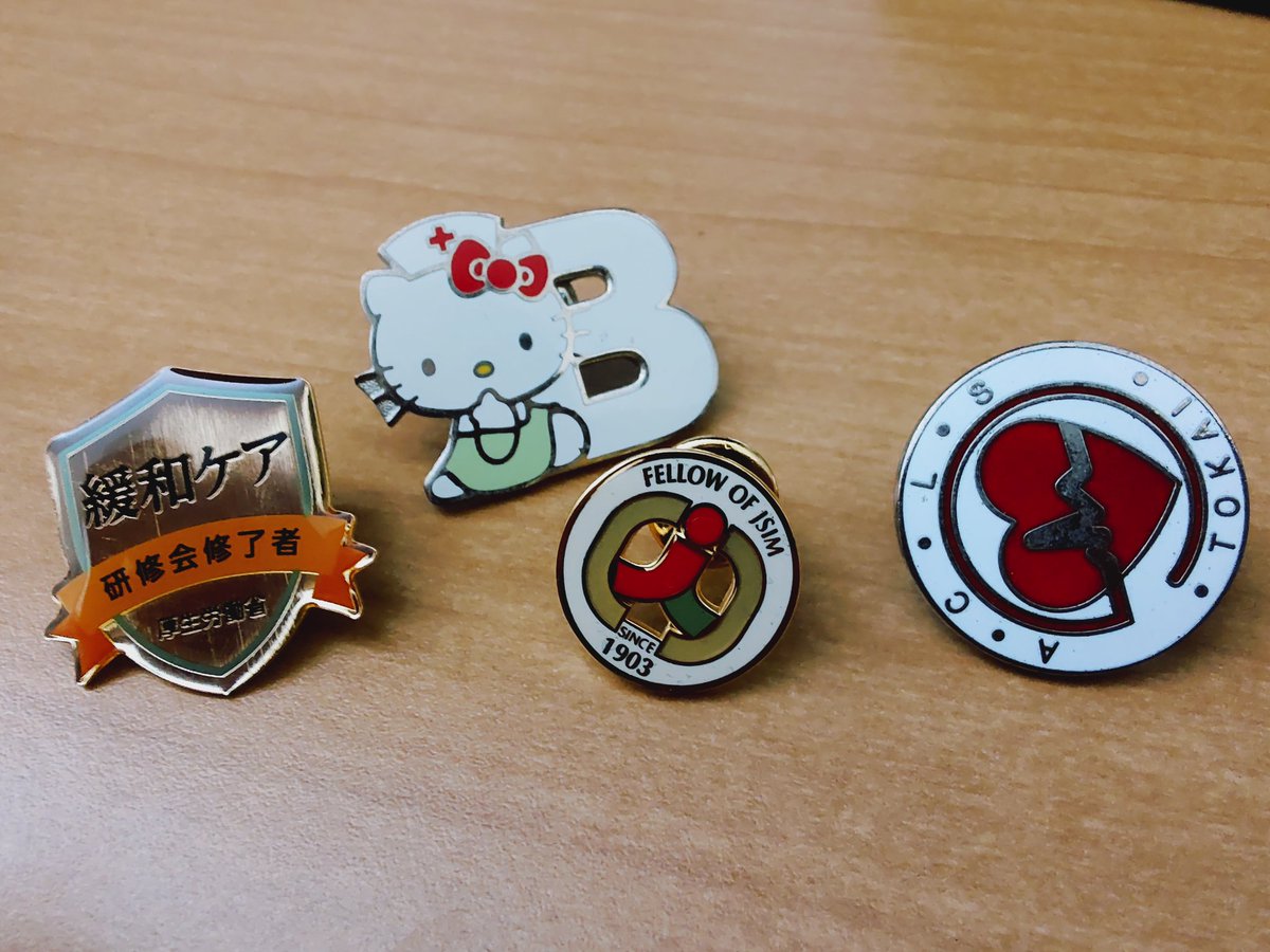 総合内科専門医のバッジ、探したらあったなり。赤い人が老人、緑の