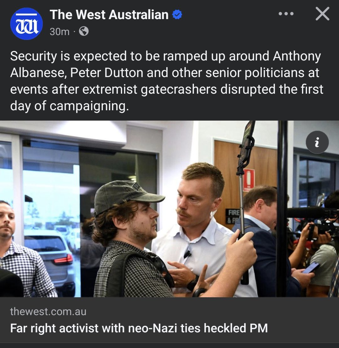 QBCCIntegrity's tweet photo. Regardless of alleged affiliations, this man had one question for Albo. 

“Why won’t young Australians ever be able to buy a home, we can barely rent, why won’t you address that”

Words to that effect. He asked the question on many Australians minds.

For that he’s an “extremist” https://t.co/CMF0dbomoV