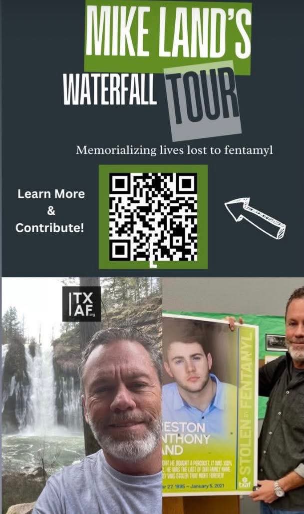 .<a href="/25preston7/">Mike Land</a> I feel blessed to know Michael Land, along with all of the families, who are fighting every single day so that we don’t suffer the same fate - the loss of a child to Fentanyl poisoning and illicit drugs. 

Michael lost his son Preston to Fentanyl poisoning - so many