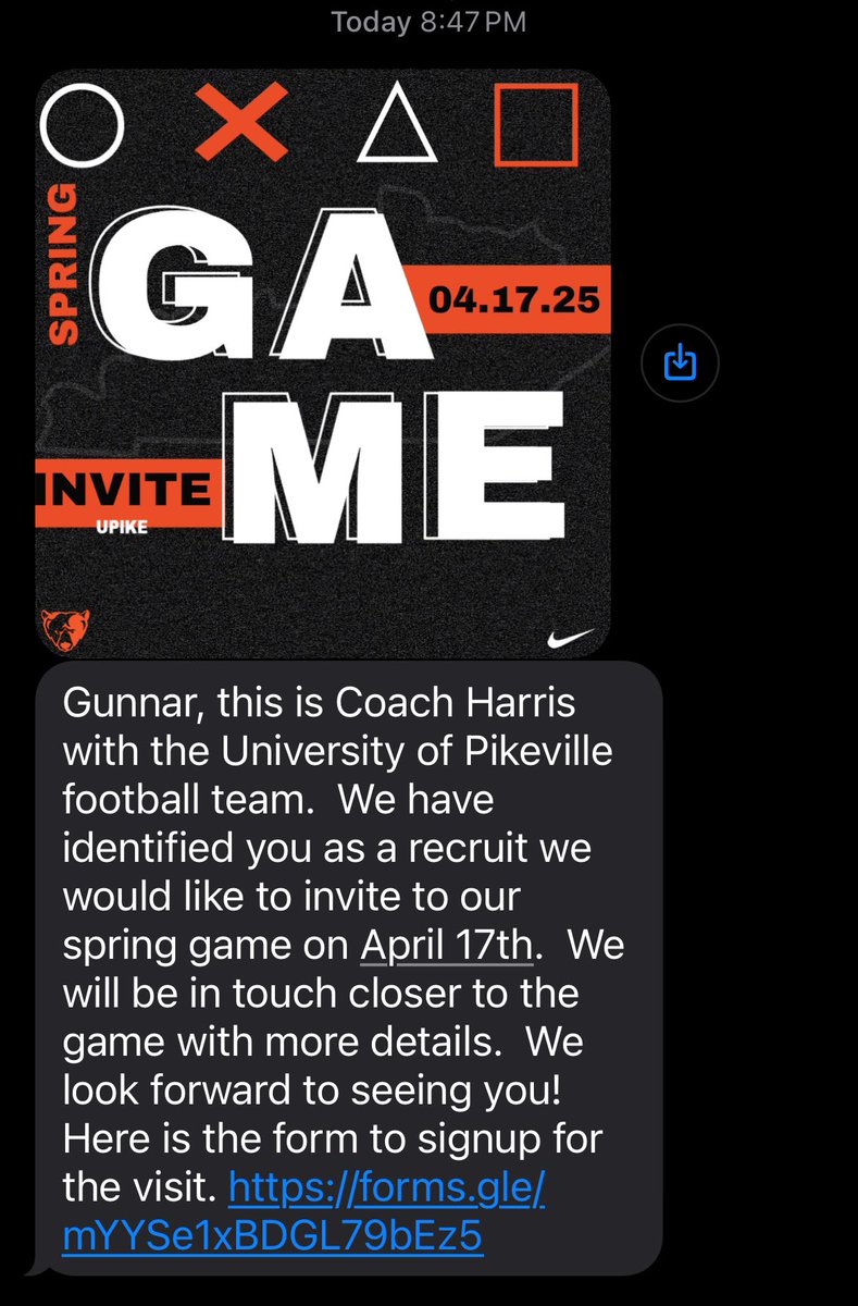 Gunnar Shawley 2027 DE (@gunnarshawley53) on Twitter photo Thank you <a href="/CoachMikeHarris/">Coach Harris</a> for the spring game invite and seeing me as one of your recruits. Can’t wait to get back to Pikeville, KY!!!
#UPIKE
#BearNation Thank you <a href="/CoachMikeHarris/">Coach Harris</a> for the spring game invite and seeing me as one of your recruits. Can’t wait to get back to Pikeville, KY!!!
#UPIKE
#BearNation