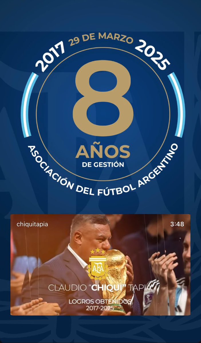 Felicitaciones <a href="/tapiachiqui/">Chiqui Tapia</a> por estos 8 años de gestión!