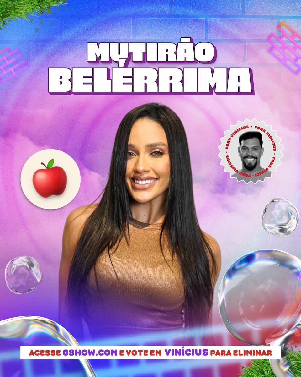 🍎 MUTIRÃO BELÉRRIMA INICIADO 🍎

📥 A cada 10 votos, deposite um EMOJI aqui.
⏰ ENCERRA ÀS 13:00H!
🚨 O voto é pra SAIR, portanto votem no VINÍCIUS!

🎯 META: 10.000 RESPOSTAS.

📲 LINK: gshow.globo.com/realities/bbb/…

#FicaEva #BBB25