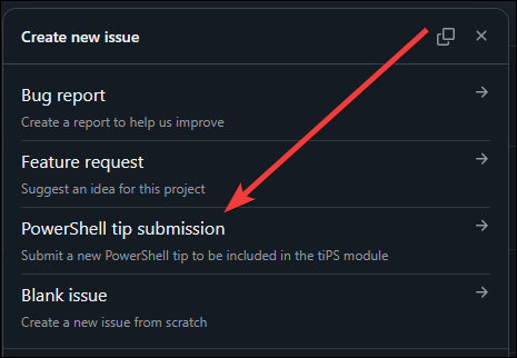 deadlydog's tweet image. I ran into Matthew Dowst at #MVPSummit and he asked if I ever made a web form to easily submit new #PowerShell tips for my tiPS module like I planned. I sadly said no. Then I had some time to kill in my hotel... So you can now submit #pwsh tips via a GitHub issue! 😁