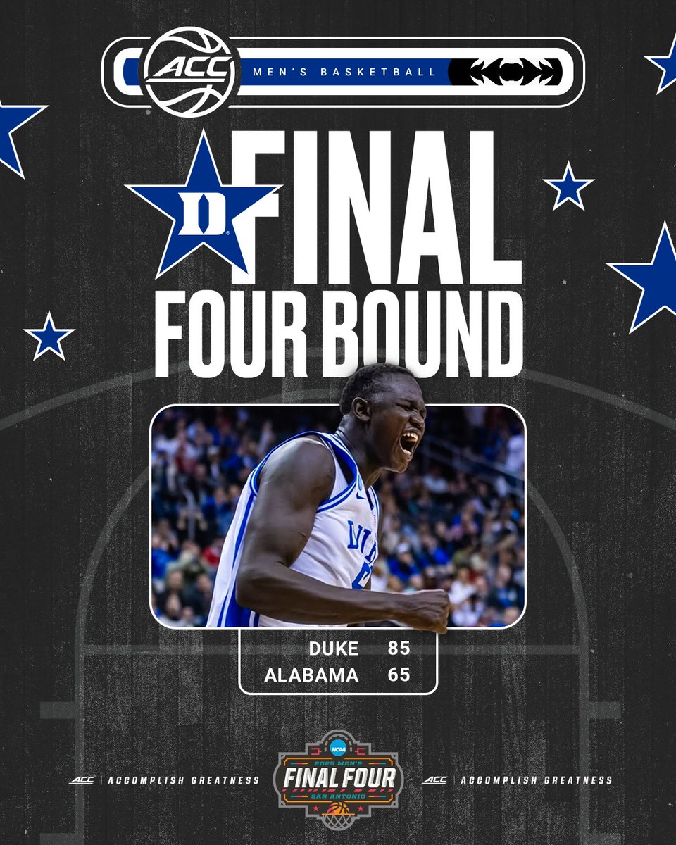accmbb's tweet photo. 𝐎𝐍𝐄 𝐒𝐓𝐄𝐏 𝐂𝐋𝐎𝐒𝐄𝐑 😈

@DukeMBB is headed back to the Final Four! https://t.co/O3e2B25izt