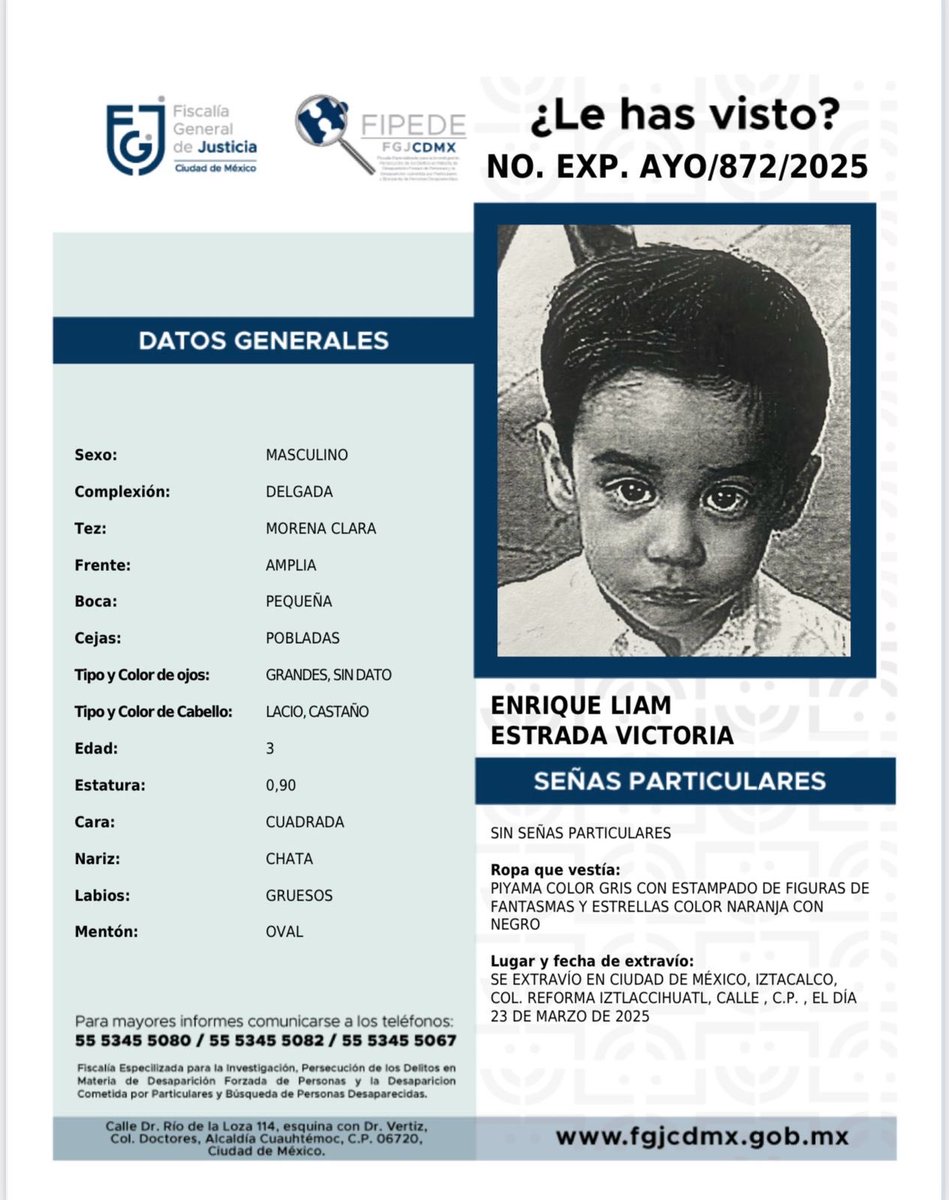 Solidaridad1000's tweet photo. Se busca 
RT 
Enrique Liam Estrada Victoria. Pequeño extraviado. https://t.co/yQZNVaaRuF