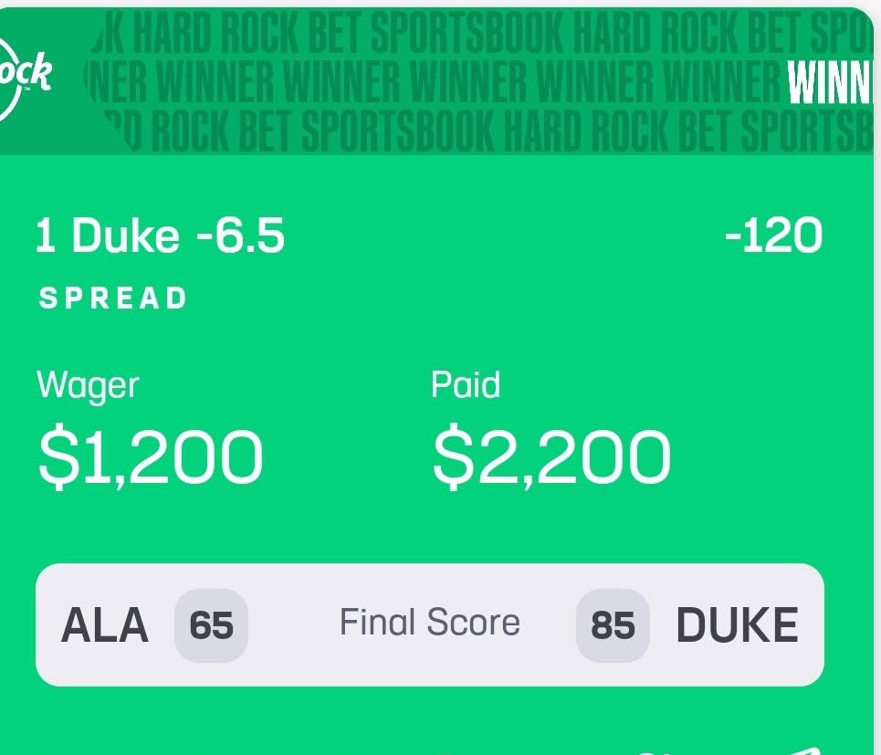 theFlashCash's tweet image. 💰💰 Duke -6.5 #Cash it!! 💰💰

Theme of today was regression to the mean. Texas Tech after shooting 20 something % hits them, Alabama after a record high 3 point performance gets the fade. Who else had Duke?!? LFG!! 

2-0 bounce back Sweet 16 📷🫡💛