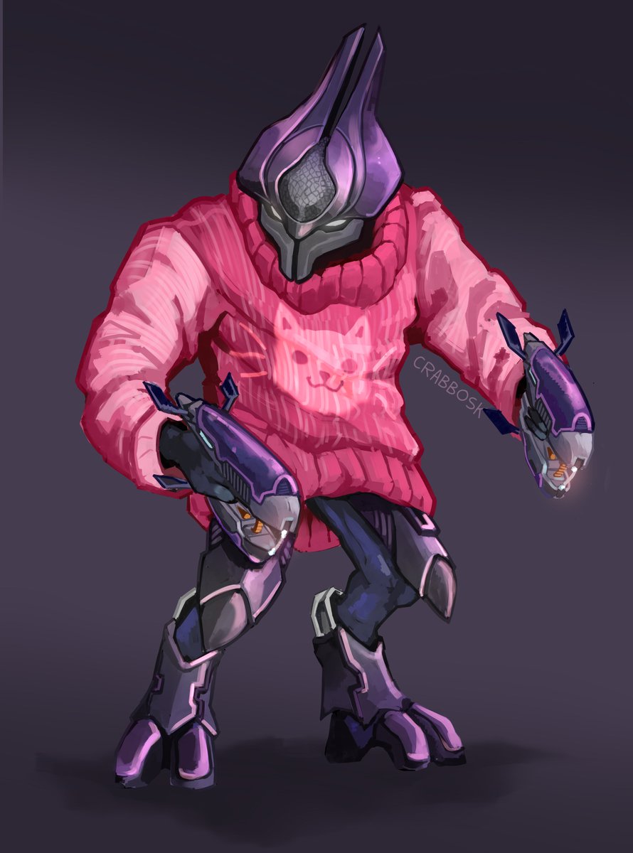 Crabbosk's tweet image. DO NOT let the cat ear haters find out about his sweater :')

#HaloArt #artistsontwitter #sanghelli