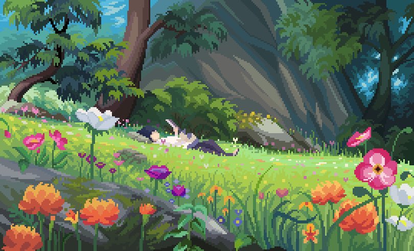just posting my ghibli inspired pixel art made by a degenerate human instead of generative ai 🤪 no reason at all!