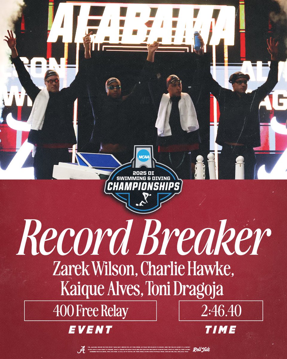 That's a school record by over a second🤩

#RollTide