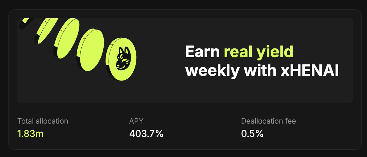 As volume increases on HenjinDEX, so does your real yield!