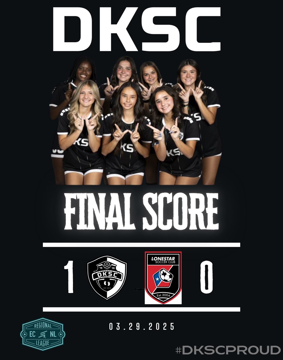 Strong win today! Back on the field tomorrow. 
#dkscproud #ecnrl
Goal: Misa Barrie #4  
Assist: Brooklyn Gray #13 
Shut Out: Selena Pedaza #0