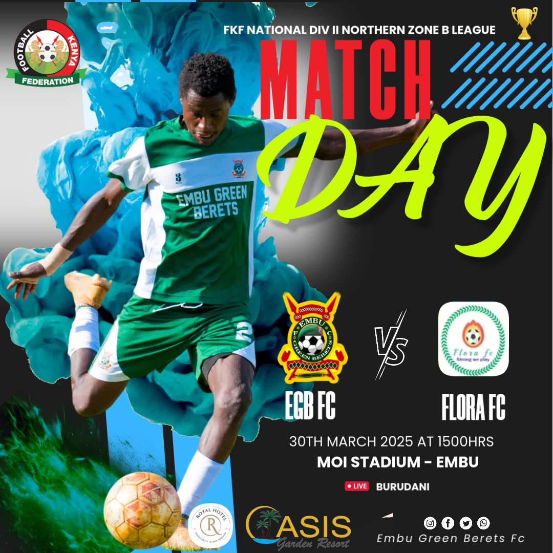 embugreenberets's tweet image. It&apos;s Matchday.

We all heads out to Moi Stadium Embu 💪🫶❤️

📲 Get up to 25% off our home kit just email/whatsApp us (in the bio)
The Jersey now goes for Ksh 1000 only. 
Colors: Black, Green and Red