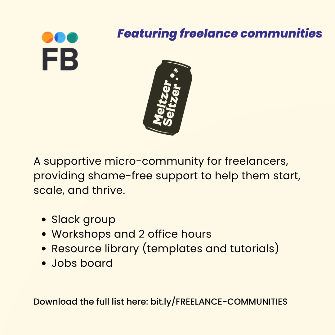 Level up your freelance game with Rachel H. Meltzer's Pop Club! 🚀 Get 24/7 chat support, a resource library, workshops, &amp; weekly accountability. Join the supportive micro-community! 👉 meltzerseltzer.com/pop-club

30+ #freelancecommunities: bit.ly/FREELANCE-COMM…