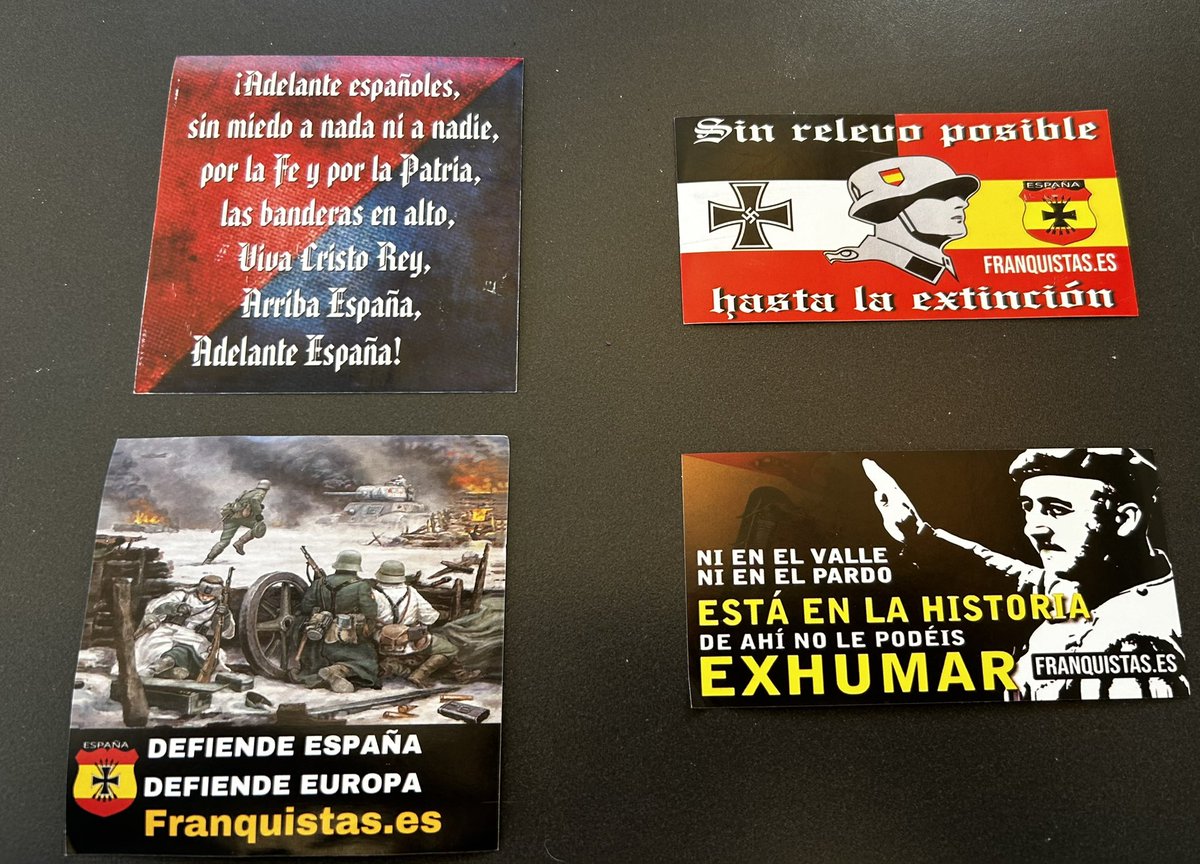 Nos hemos vuelto locos 🤪 y sorteamos 400 pegatinas, 100 de cada modelo. 
1. Ser seguidor 
2. RT 
3. El ganador se dirá el día 1 de Abril, día de la Victoria. 
Franquistas.es