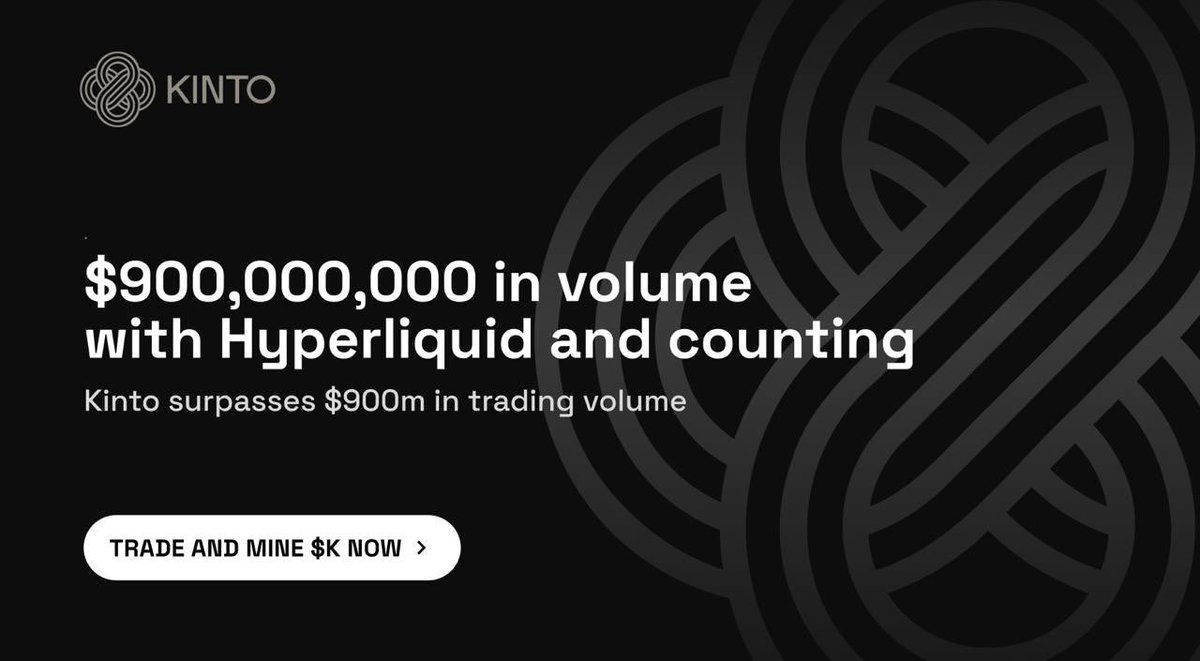 Another milestone Kinto traders 🫡 

$1 billion on <a href="/HyperliquidX/">Hyperliquid</a> fast approaching…
