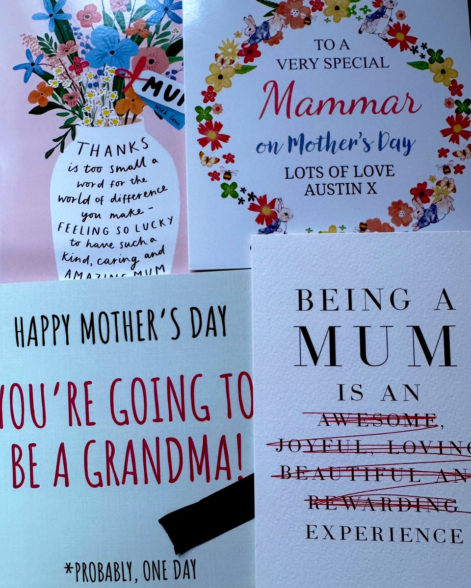 Happy Mother’s Day to all you fabulous lovely ladies ❤️ I should add that I am already a Grandma (Mammar) but one of the cards is from one of my very unpredictable lads 😅 #MothersDay