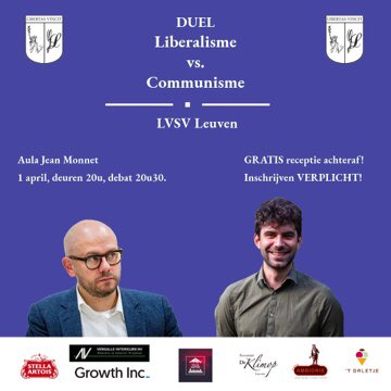 Dinsdag 1 april organiseren wij een duel! Gratis receptie achteraf🥂
Schrijf je zeker in via volgende link: eventbrite.be/e/duel-liberal…

Tot dan!🗽