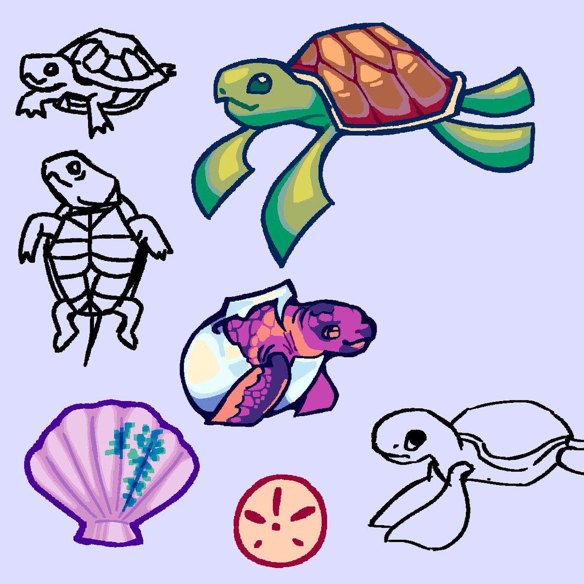 turtles i drew without AI because I wanted to learn how to draw turtles… AI has no place in skill