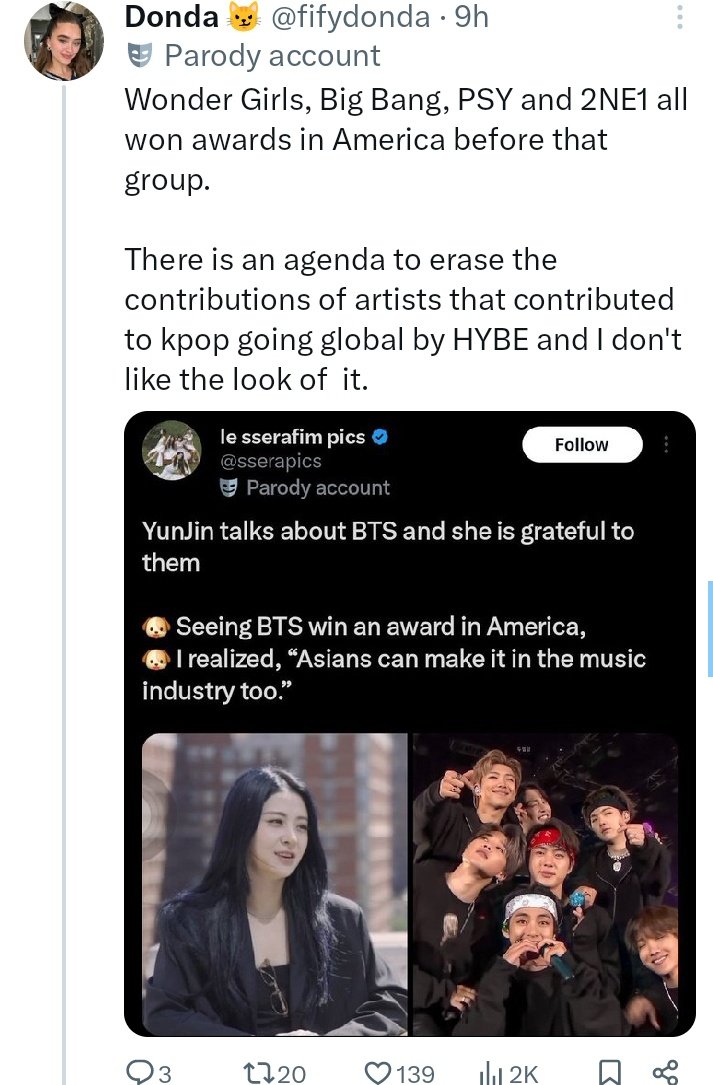 FIRST kpop grp to win AMA: BTS
FIRST kpop grp to win BBMA: BTS
FIRST kpop grp to win VMA: BTS
FIRST kpop grp to win PCA: BTS
FIRST kpop grp to get grammy nomination: BTS

floppink could only win one VMA kpop award, which category literally exist because of BTS 😭