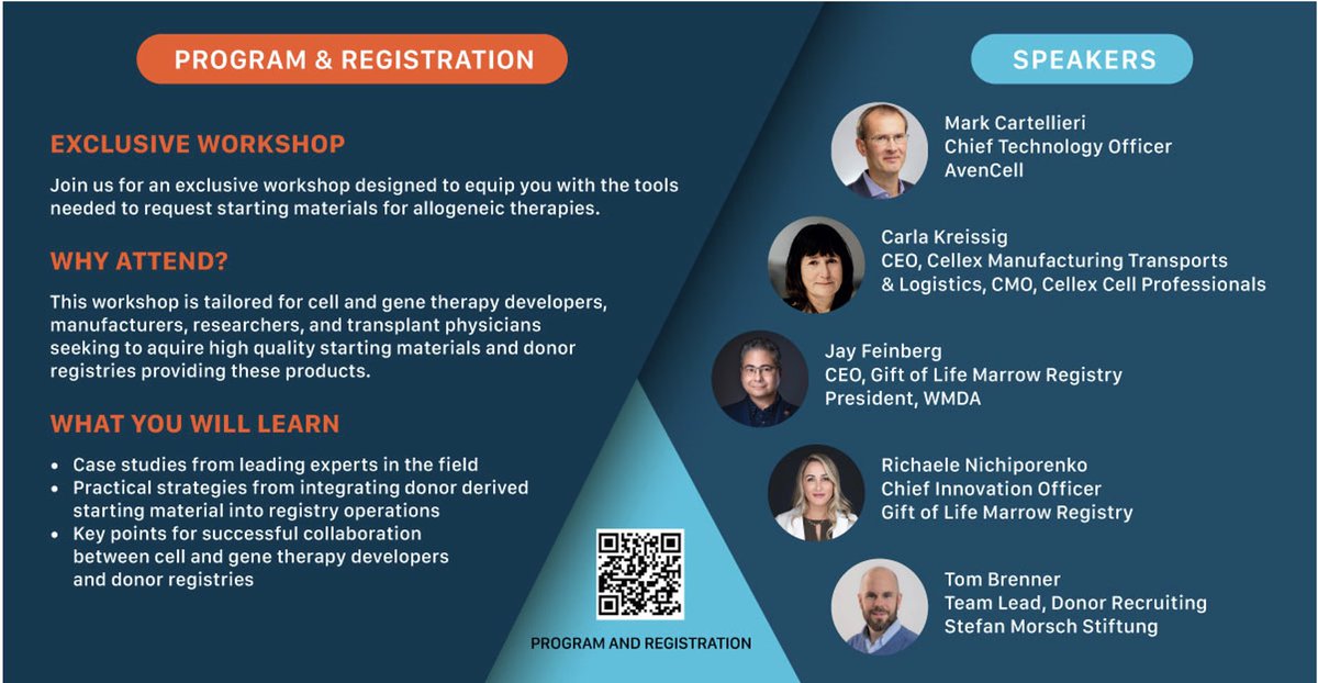 WMDA invites you to come to our dedicated session about starting materials, join us today at 13:00 in Room 2, Palazzina. #EBMT25