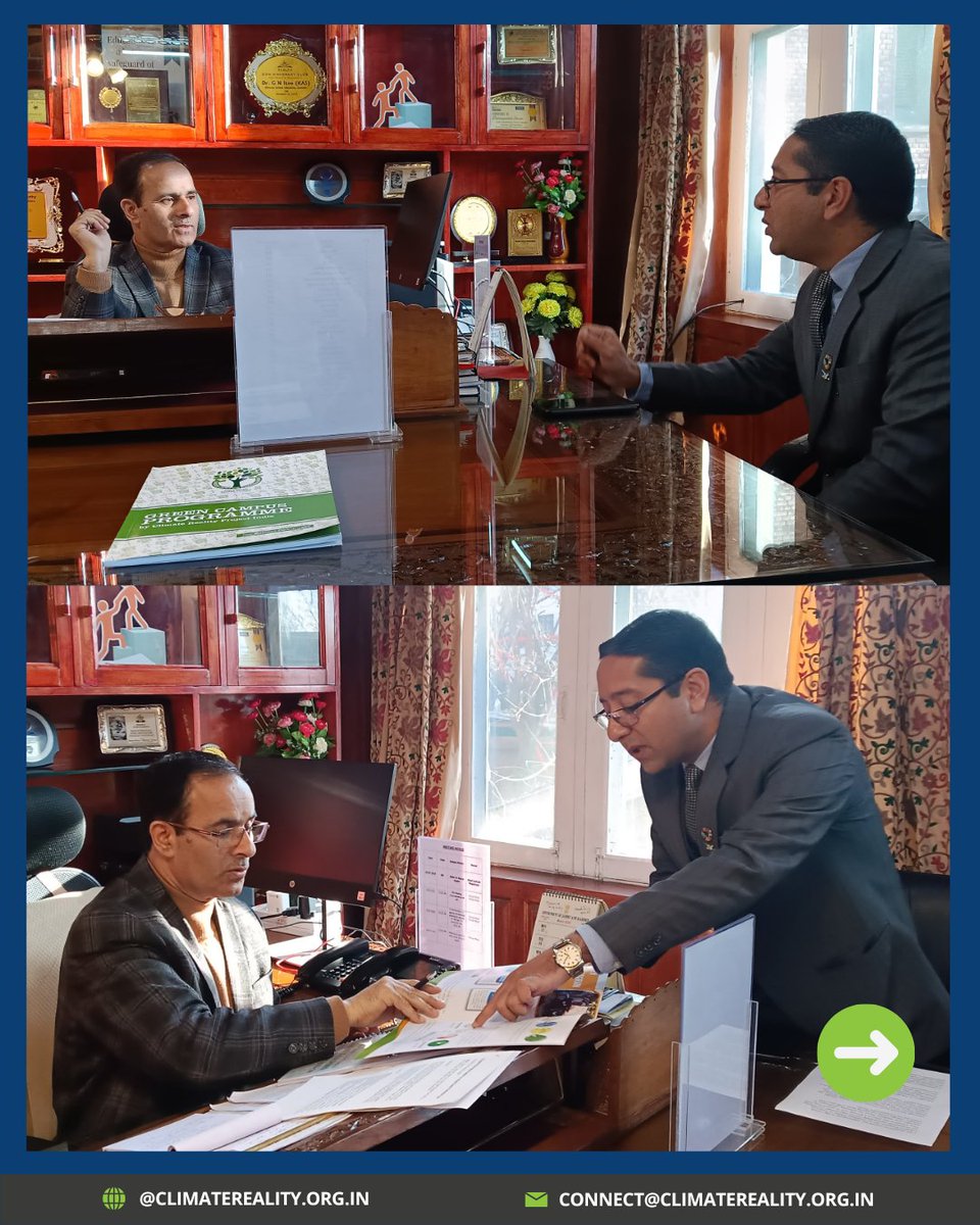 CR_INDSA's tweet image. 🌱Scaling Up Sustainability in Kashmir’s Schools! 📚

A delegation from The Climate Reality Project met Director of School Education Kashmir, G.N. Itoo to discuss progress &amp;amp; the 2025 roadmap.

A key step toward eco-friendly campuses in #Kashmir!🍃♻️ 

#GCP #GreenCampusProgramme