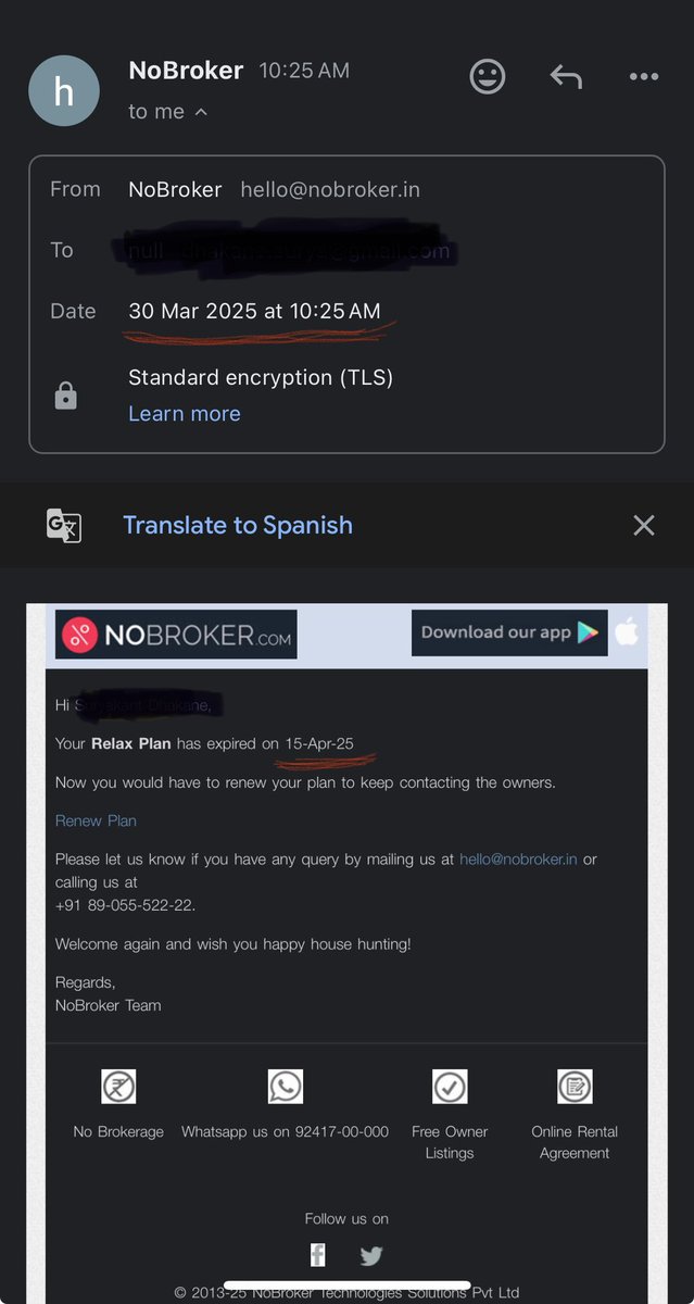 enakahd_ayrus's tweet image. @NoBrokerCom, impressive! My plan expired in the future (15-Apr-25) but was deactivated in the past. Are you running a real estate platform or a time machine? 🕰️😂 #NoBroker #BackToTheFutureOfBadService”
@NoBrokerCare