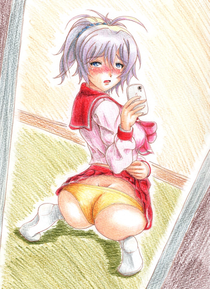 #春のパンツ祭り 
#過去絵 
ToHeart制服の青葉と大淀さんでエントリィーッ! 